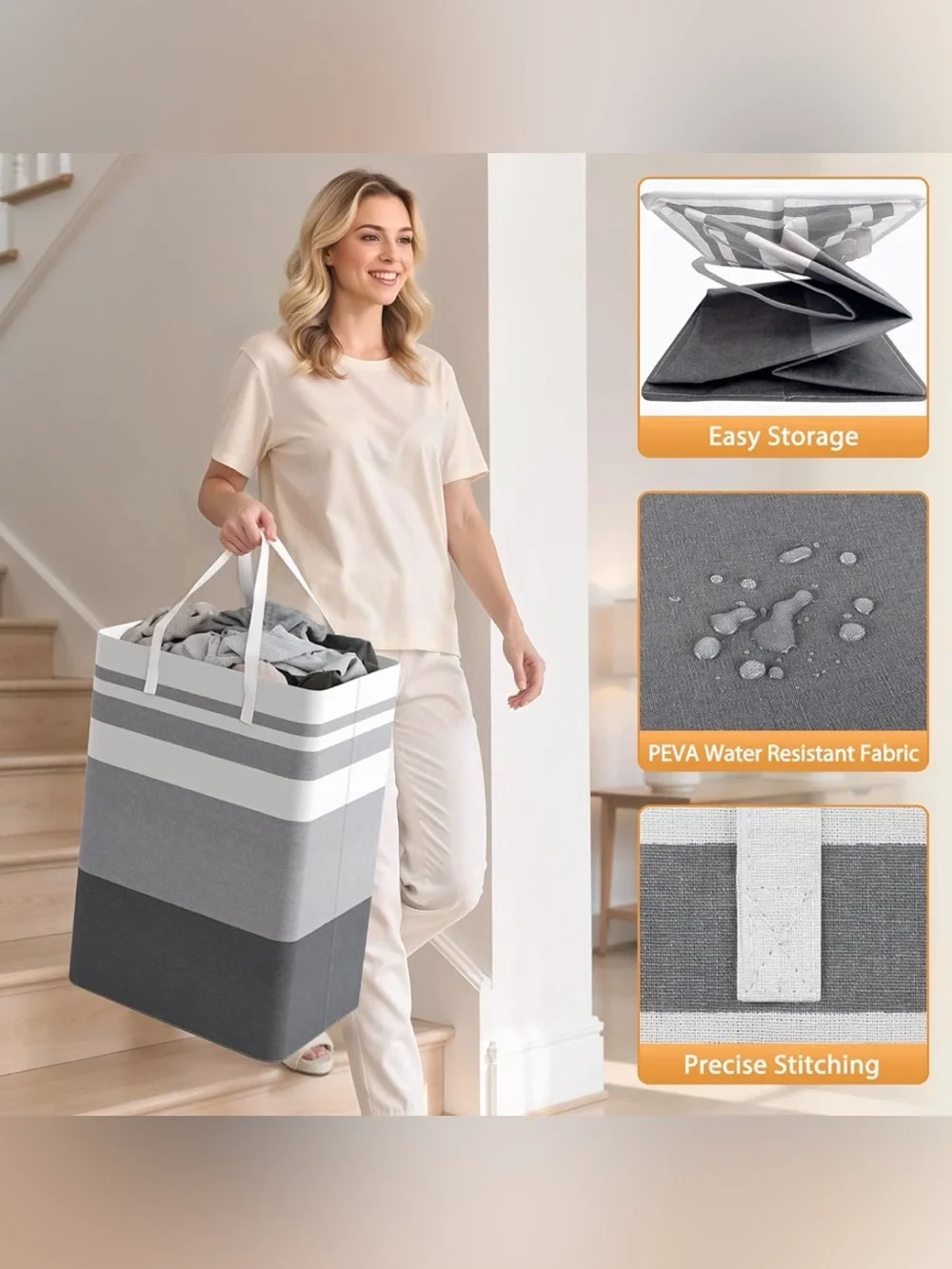 Set of 2, Collapsible Muti-Use Laundry Hampers